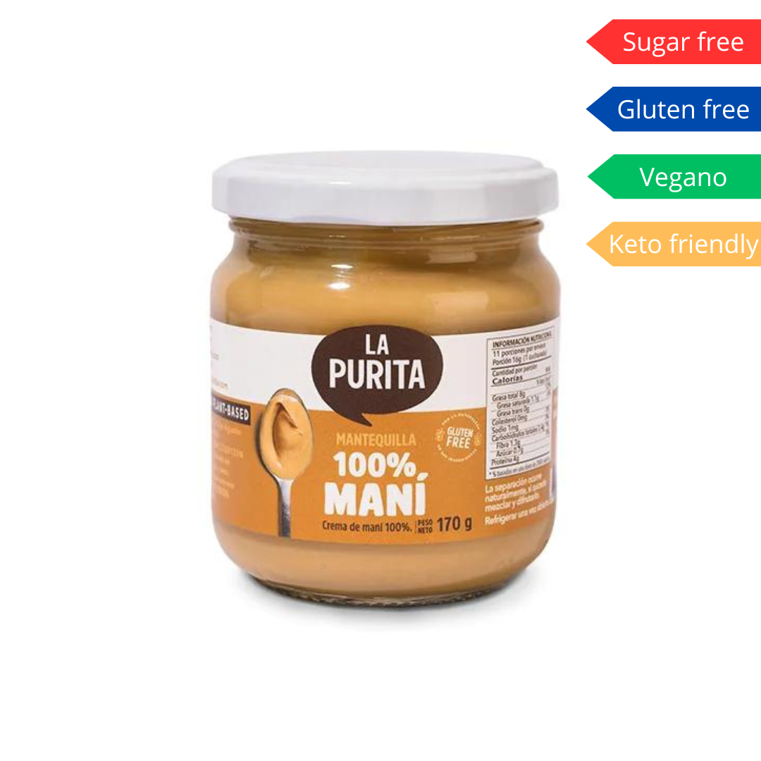 Mantequilla 100% maní 170g - La Purita