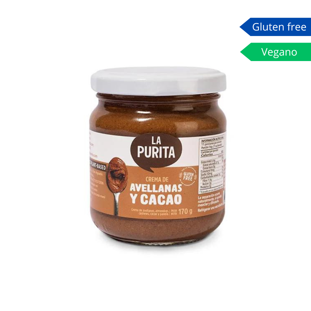 Crema de avellanas y cacao 170g La Purita